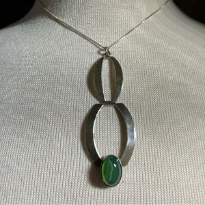 925 Israel Geometric Pendant and 925 GBL Chain Unknown Stone